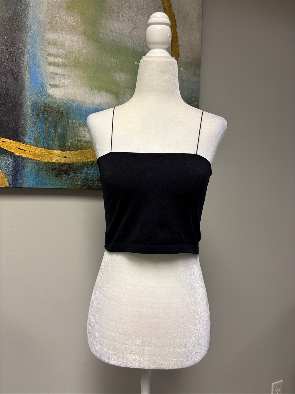 Black Spaghetti Strap Crop Top